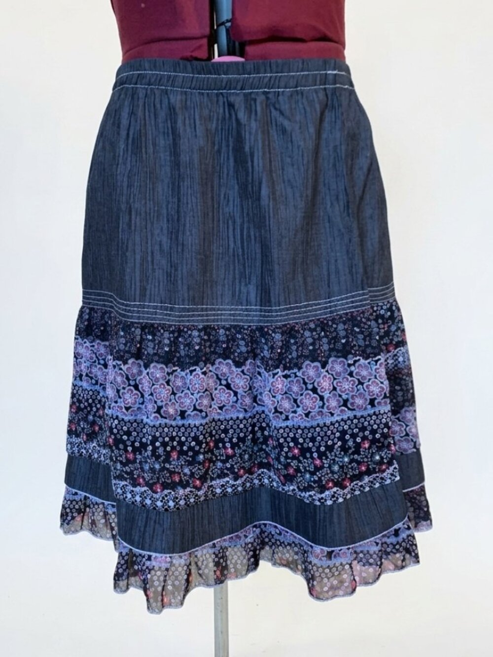 MARIE CLAIRE - Floral Tiered Midi Skirt – Size Medium